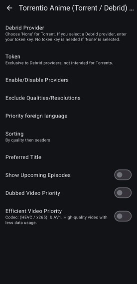 Aniyomi Torrentio Anime Settings