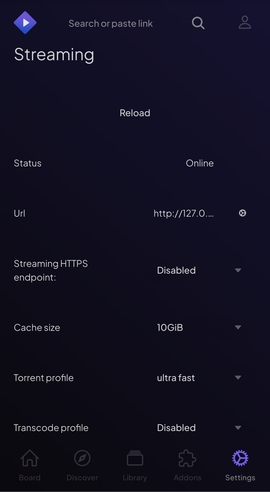 stremio web settings