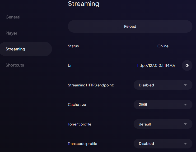 stremio service settings